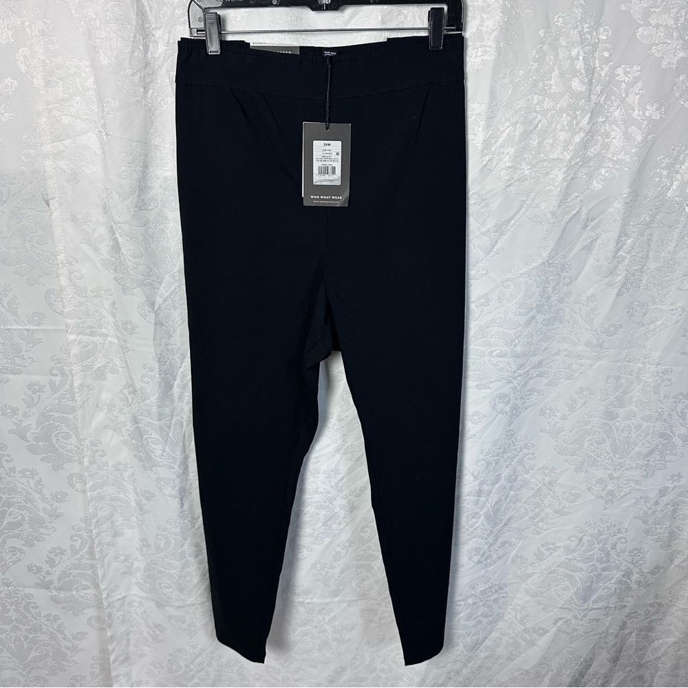 WHO WHAT WEAR Black High-Waisted Cropped stretch Pants